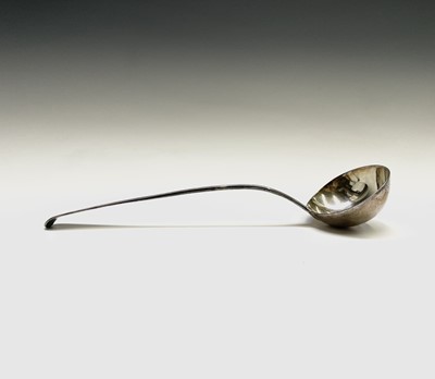 Lot 357 - An Old English pattern silver soup ladle by...