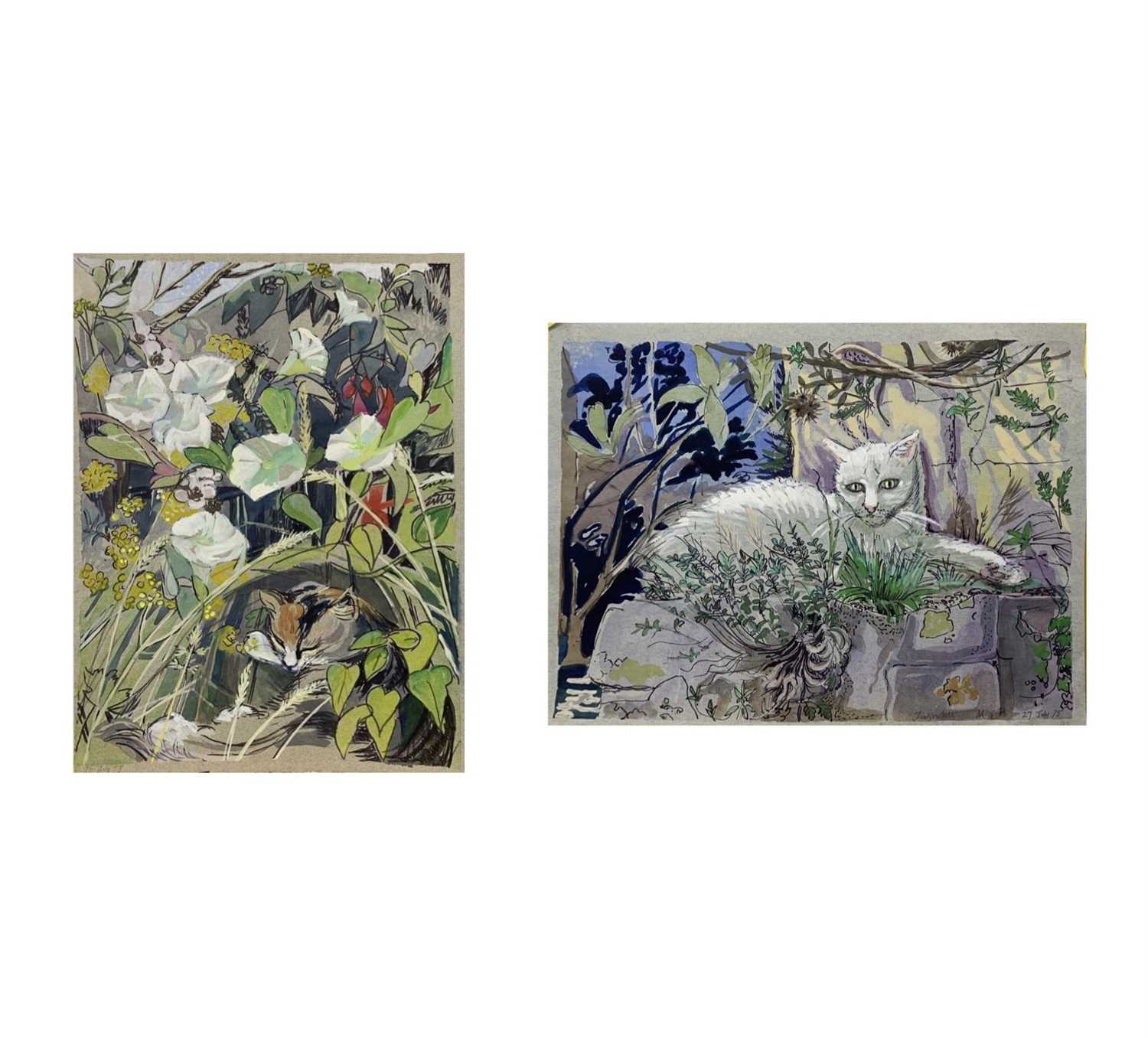 Lot 151 - Marion Grace HOCKEN Cats Two Watercolours