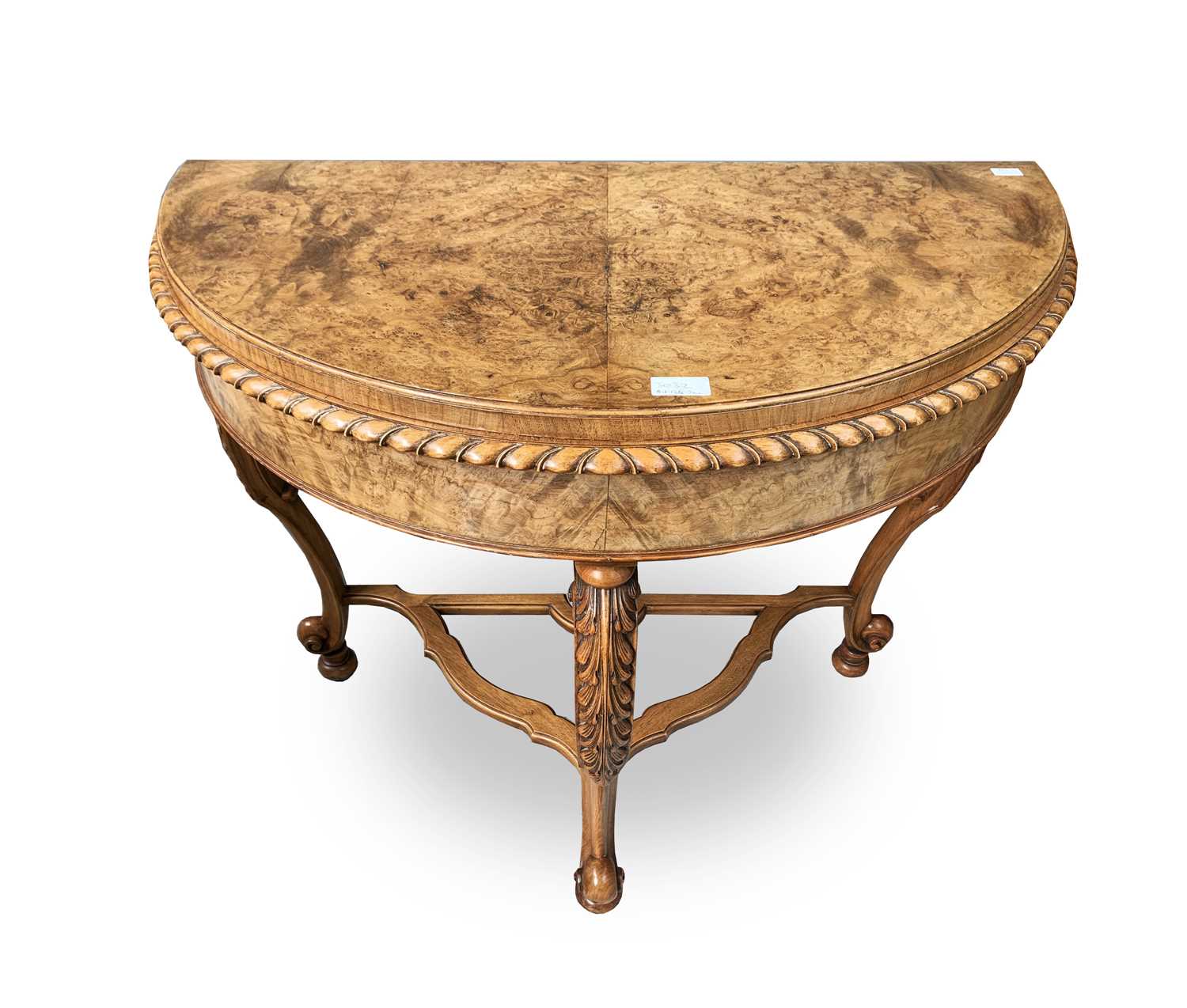 Lot 3032 - A Regency style walnut demi lune card table,...