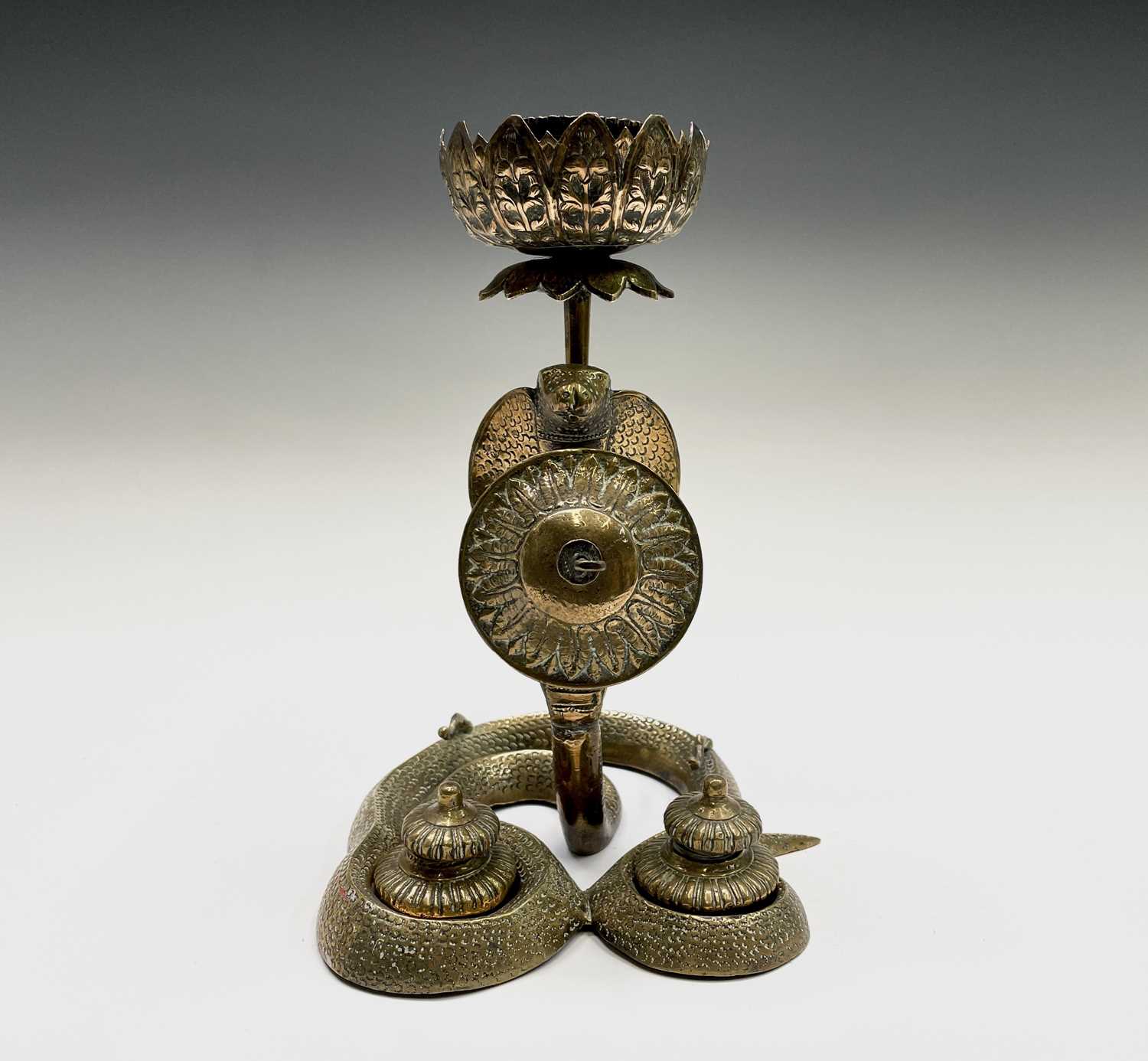 Lot 9 - An unusual combined candlestick inkstand,...