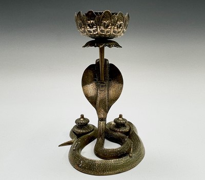 Lot 9 - An unusual combined candlestick inkstand,...