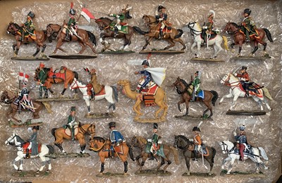 Lot 737 - Napoleonic Cavalry - A box containing 18 lead...