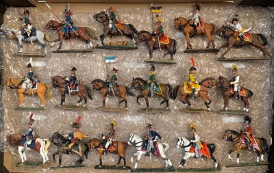 Lot 738 - Napoleonic Cavalry - A box containing 18 lead...