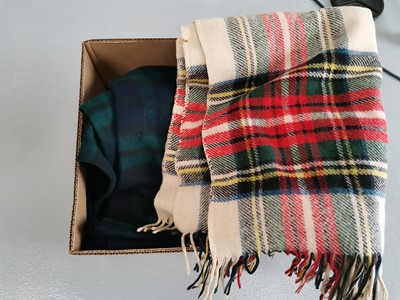 Lot 156 - A pair of tartan blankets, knitting wool,...