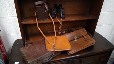 Lot 157 - A small vintage leather suitcase, vintage...