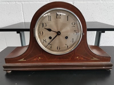 Lot 163 - Magohany twin train chiming mantle clock with...