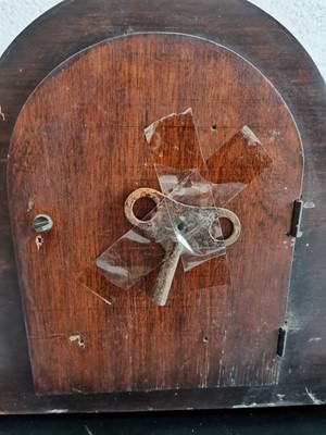 Lot 163 - Magohany twin train chiming mantle clock with...