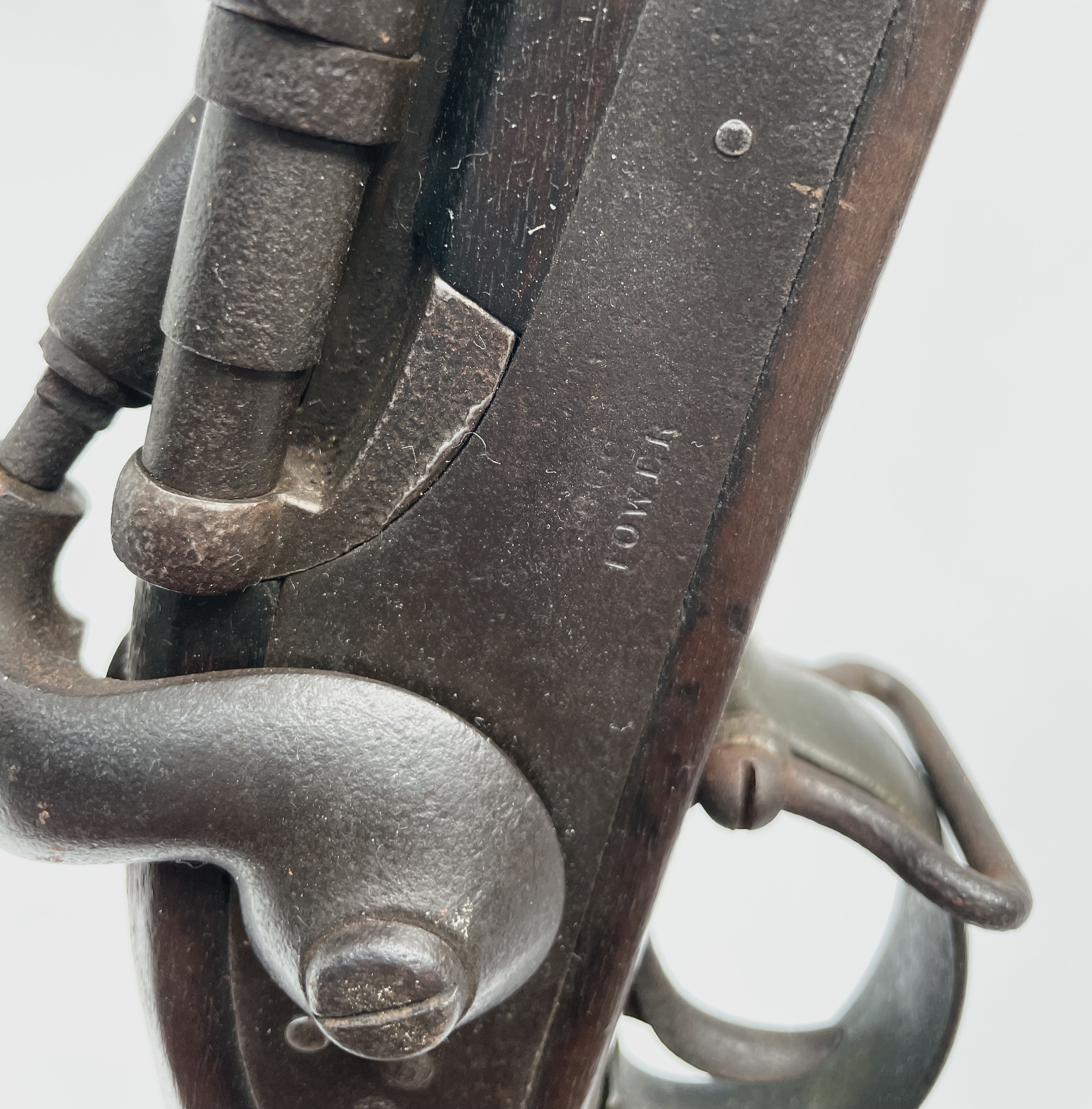 Musket Loading Rod Lot 79 - A percussion three band breech loading musket,