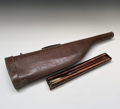 Lot 80 - A leather leg of mutton gun case, length 79cm...