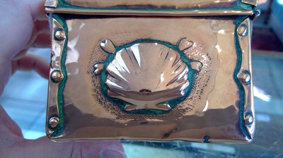 Lot 2 - A Newlyn copper small box and hinged cover,...