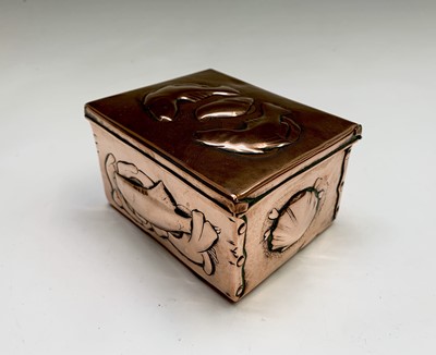 Lot 2 - A Newlyn copper small box and hinged cover,...