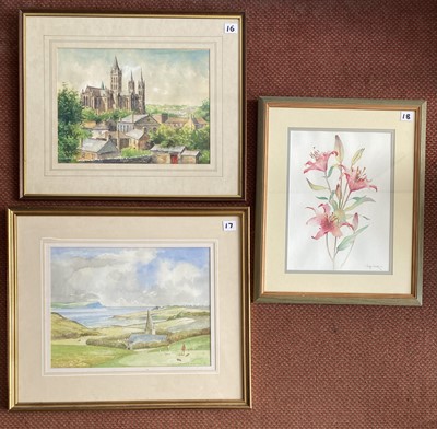 Lot 301 - A watercolour of Truro Cathedral by Don Austen,...