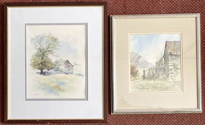Lot 304 - Two rural watercolours by David Rust, each...
