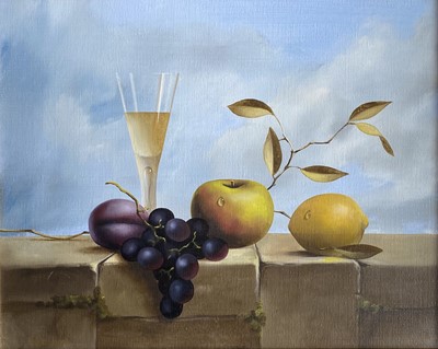 Lot 1176 - Mike WOODS (1967) Still Life Oil on canvas...