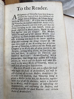 Lot 1316 - VITRUVIUS. 'An Abridgment of the Architecture.....
