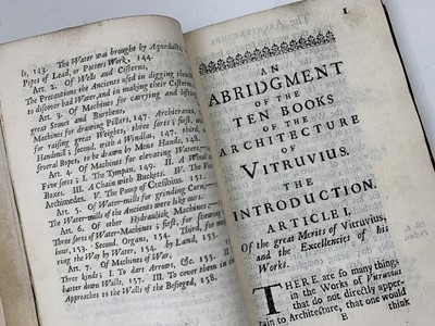 Lot 1316 - VITRUVIUS. 'An Abridgment of the Architecture.....