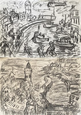 Lot 204 - Sean HAYDEN (1979) Porthleven Two charcoal...