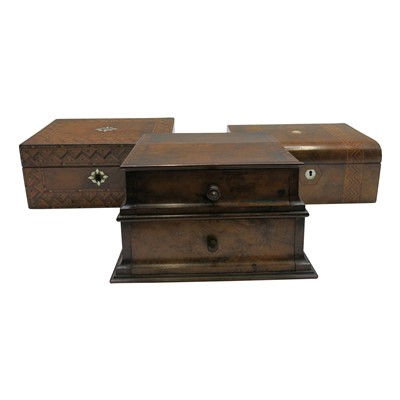Lot 93 - A burr walnut two drawer chest, 19th century,...