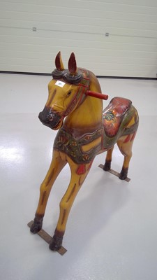 Lot 201 - Wood carved and painted model of a horse,...