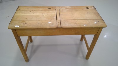 Lot 202 - Vintage double school desk, height 69cm width...