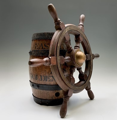 Lot 91 - A small teak ship's wheel, mid 20th century,...