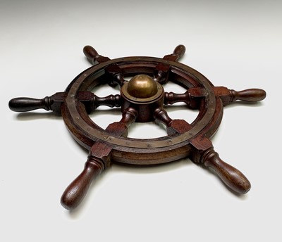 Lot 91 - A small teak ship's wheel, mid 20th century,...