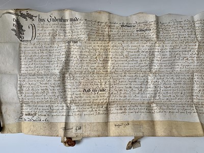 Lot 1216 - 1: INDENTURE. Fine Elizabeth I with one and a...