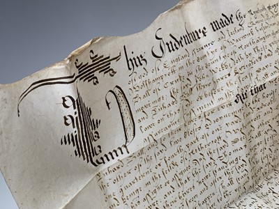 Lot 1216 - 1: INDENTURE. Fine Elizabeth I with one and a...