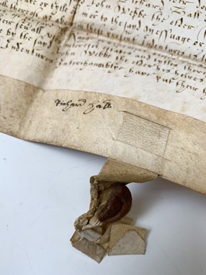 Lot 1216 - 1: INDENTURE. Fine Elizabeth I with one and a...