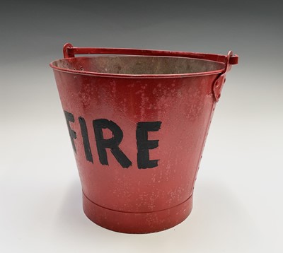 Lot 41 - A pair of red painted 'FIRE' buckets. Height...