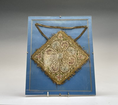 Lot 2800 - An early Victorian pocket, embroidered with...