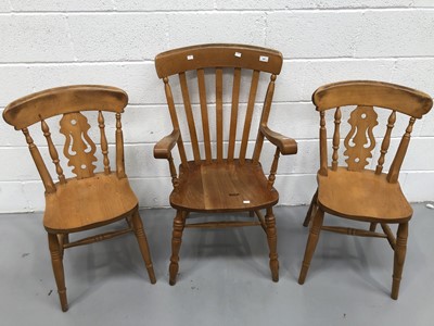 Lot 257 - Windsor lathe back armchair, and a pair of...