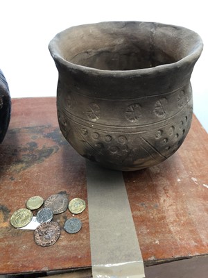 Lot 252 - Replica Anglo-Saxon pottery and various coins...