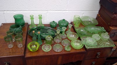 Lot 230 - Uranium green pressed glass bowl possibly...