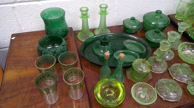 Lot 230 - Uranium green pressed glass bowl possibly...