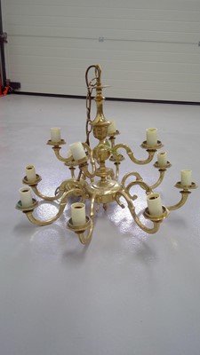 Lot 233 - A brass two-tier twelve branch electrolier.