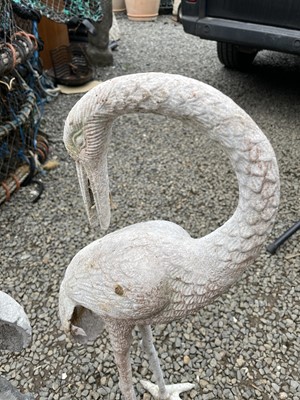 Lot 603 - A pair of cast metal flamingo garden ornaments....