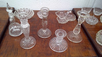 Lot 245 - Crystal candlestick holders along with other...