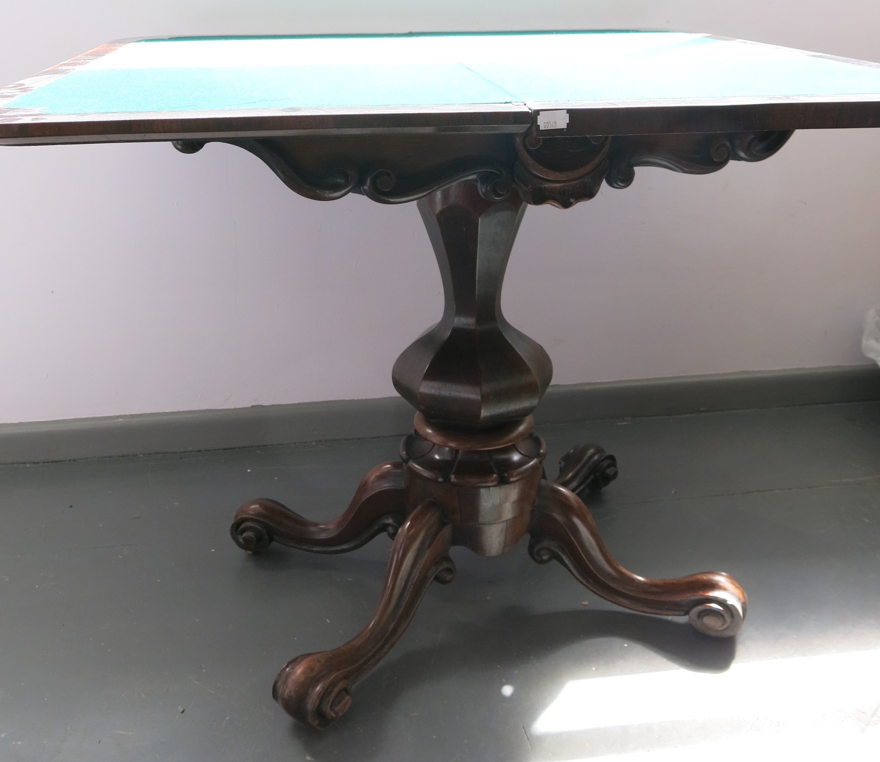 Lot 3314 - A Victorian rosewood card table, height