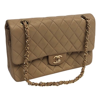 Lot 3201 - A Chanel tan lambskin leather quilted handbag,...