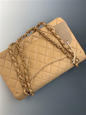 Lot 3201 - A Chanel tan lambskin leather quilted handbag,...