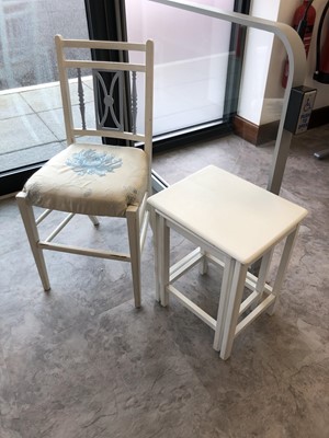 Lot 290 - White painted nest of two tables and a painted...