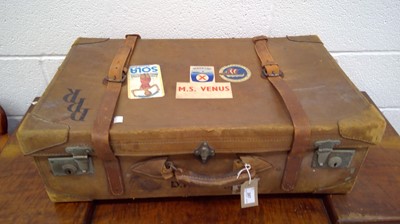 Lot 267 - A large vintage suitcase, damage at the handle.