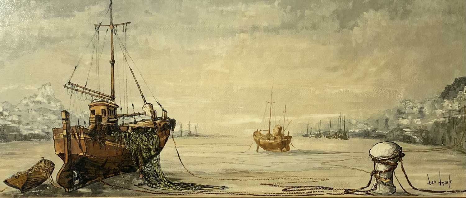 Lot 372 - Ben MAILE Boats at low tide Oil on canvas...