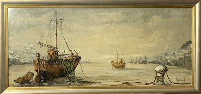 Lot 165 - Ben MAILE Boats at low tide Oil on canvas...