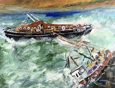 Lot 193 - Roy DAVEY (1946) 'The Rescue' Oil on board...