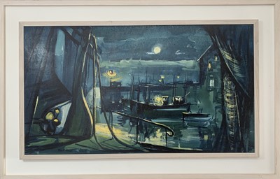 Lot 36 - Tony GILES (1925-1994) Dark Harbour Acrylic on...