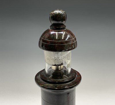 Lot 17 - A Cornish serpentine table lamp, modelled as a...