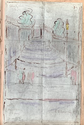 Lot 1051 - Lowry? Stockport Steps Ink and mixed media...