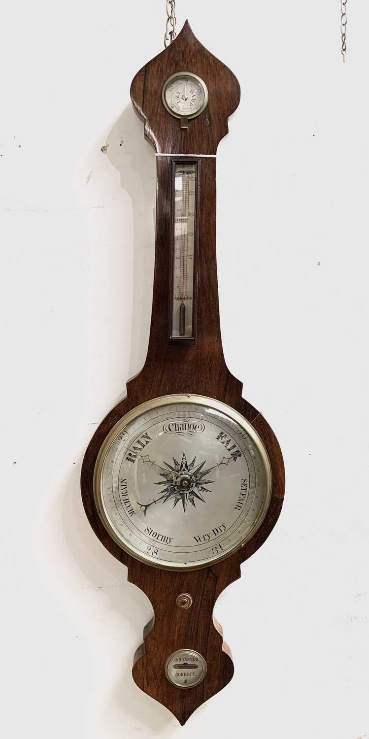 Lot 2927 - A Victorian rosewood wheel barometer, with